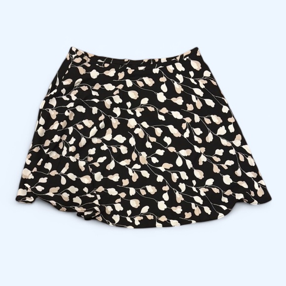LOFT Dresses & Skirts - Loft - Black and White Skater Mini Skirt with Cherry Blossom Design